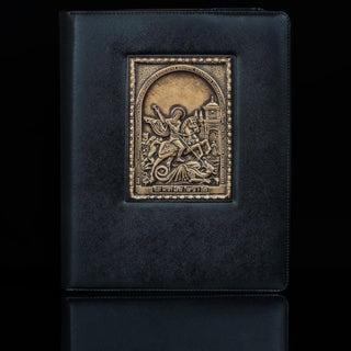 Кожаный блокнот А4 "Георгий Победоносец"- Privilege Handmade шкіряний блокнот ручна робота
