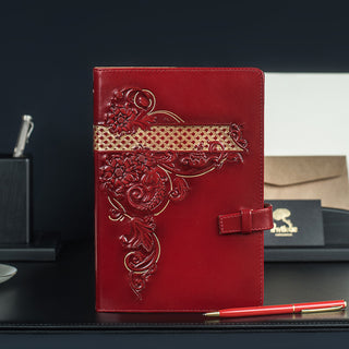 Жіночий шкіряний подарунковий блокнот ручної роботи вінтаж червоний