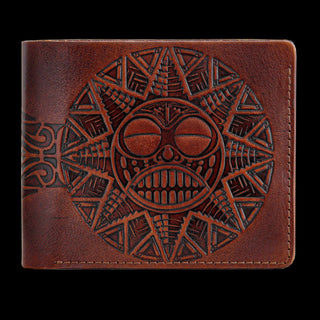 Кожаный кошелёк ручной работы "Солнце майя" Кожаный кошелёк ручной работы "Солнце майя" - Privilege Handmade 