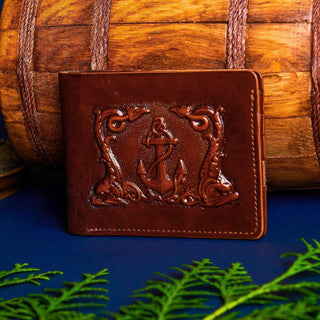 Кожаный кошелёк ручной работы "Якорь" - Privilege Handmade