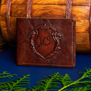 Кожаный кошелёк с персонализацей "Грифоны" Кожаный кошелёк с персонализацей "Грифоны" - Privilege Handmade 